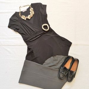 🐱Vol. 1 Tie Back Black Handkerchief Hem Blouse